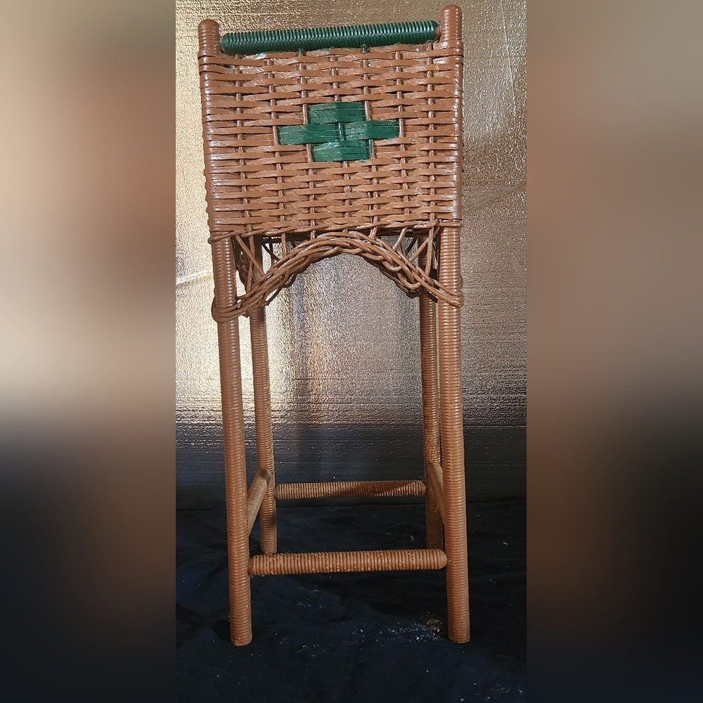 Vintage Wicker Rattan Plant Stand